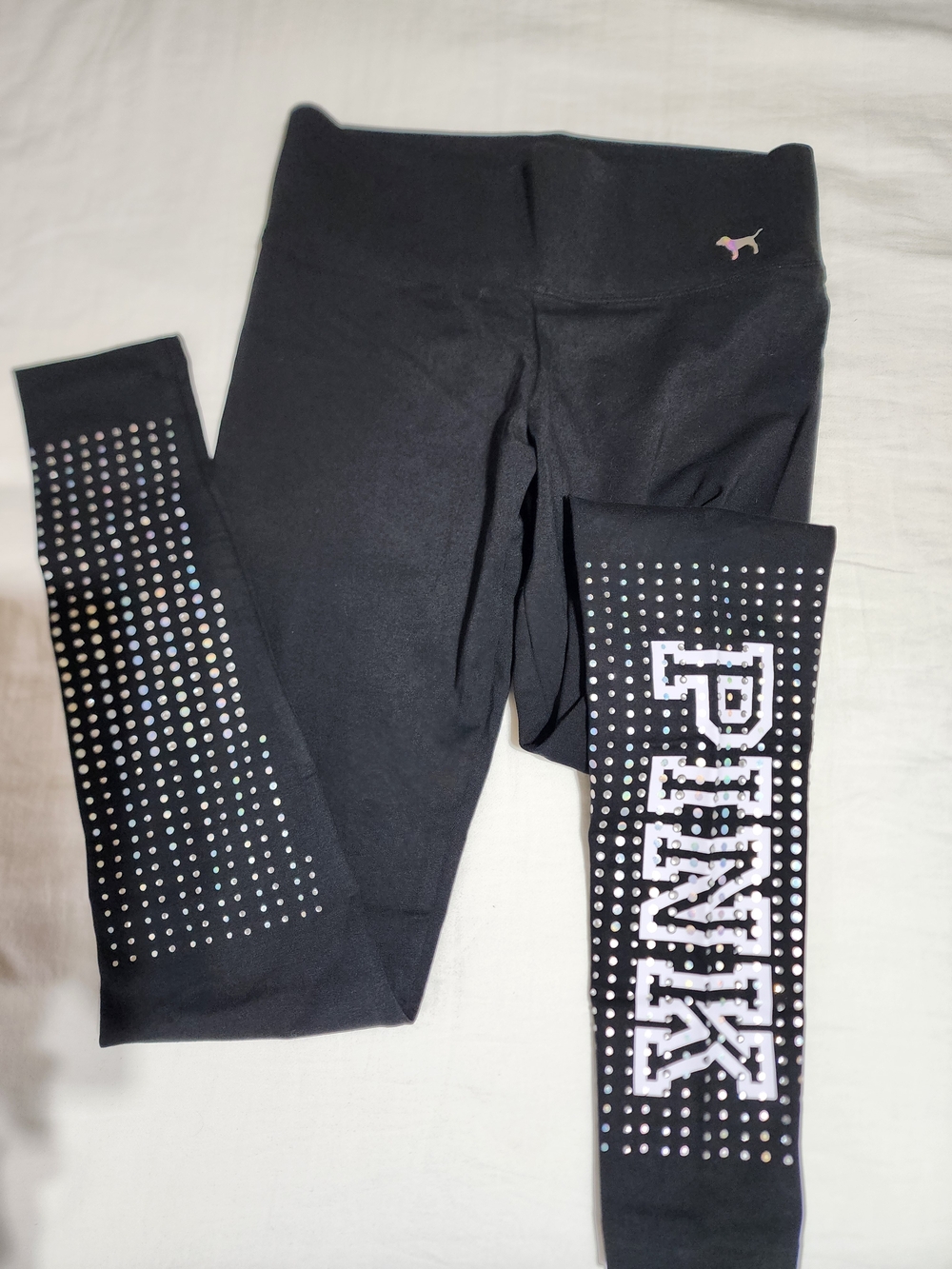 PINK Victoria's Secret Girls' Black Studded Leggings